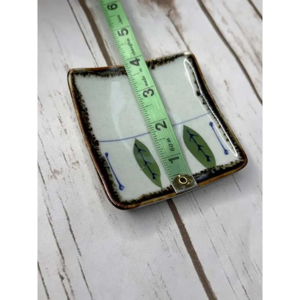 Vintage‎ Japanese Ceramic Bowl and Small Plates Set with Leaf Design